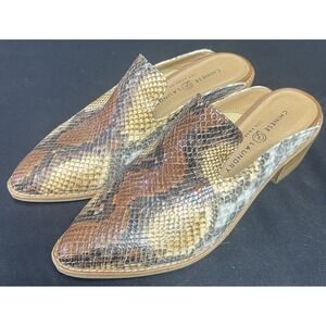 Chinese Laundry Marnie Python Snake Print Mule Stacked Heel Loafers Clogs Sz 7.5